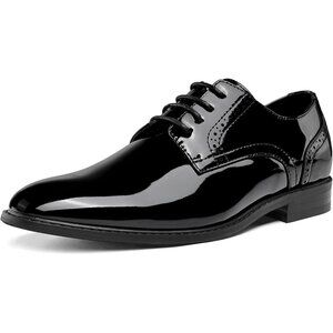 Men's Black Patent Shoes Formal Classic Business Lace up Oxford Shoes Wide Width